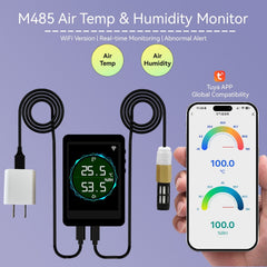 WiFi Air Temperature & Humidity Monitor with Tuya App Alerts, Remote Probe & Full-Color LCD